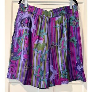 Vintage Pull-On Purple Floral Shorts by Pasta Ladies Sz Small